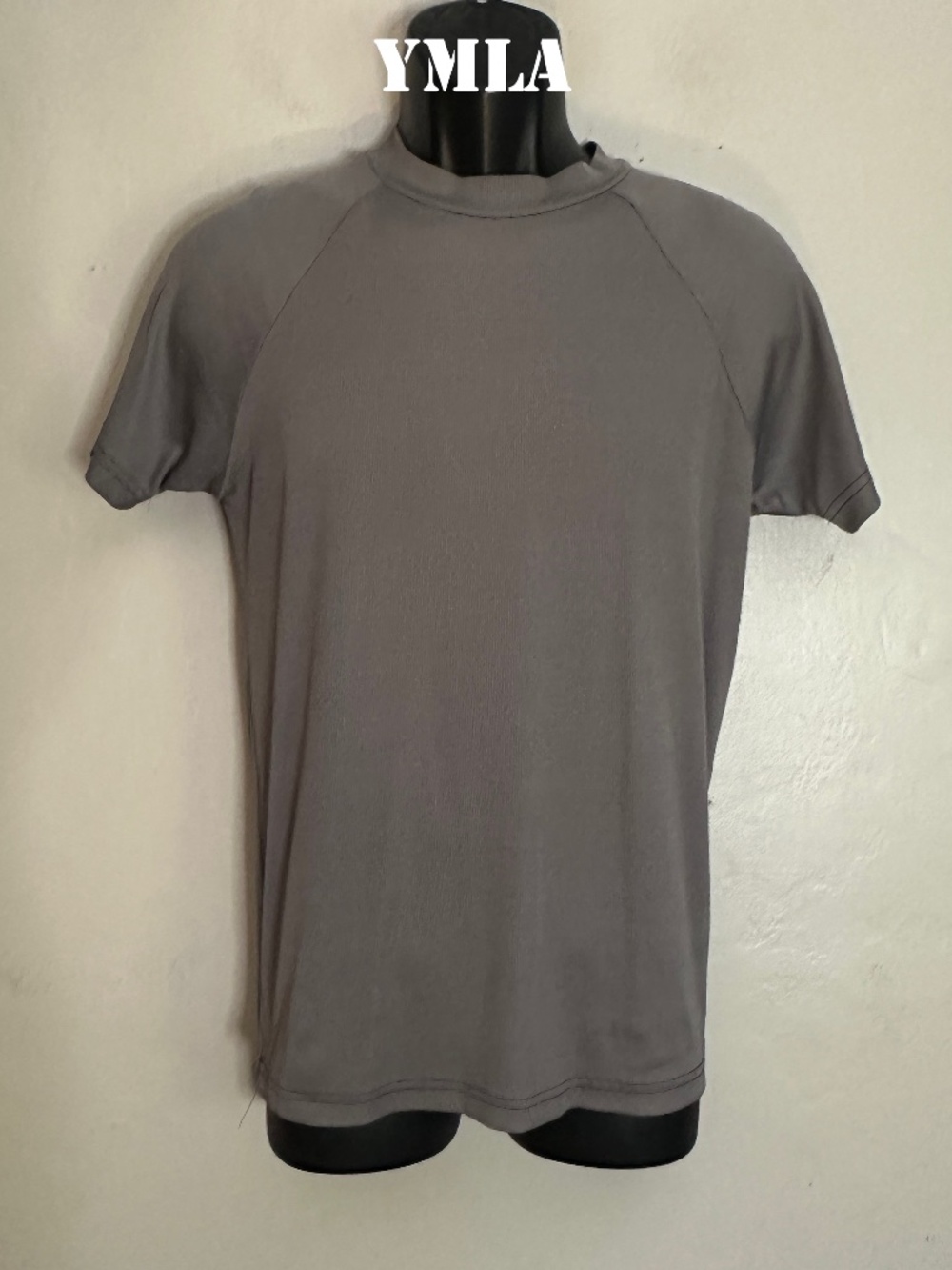 YMLA Body Con Stretch T Shirt 19" armpit to armpit unstretched Poly ribbed